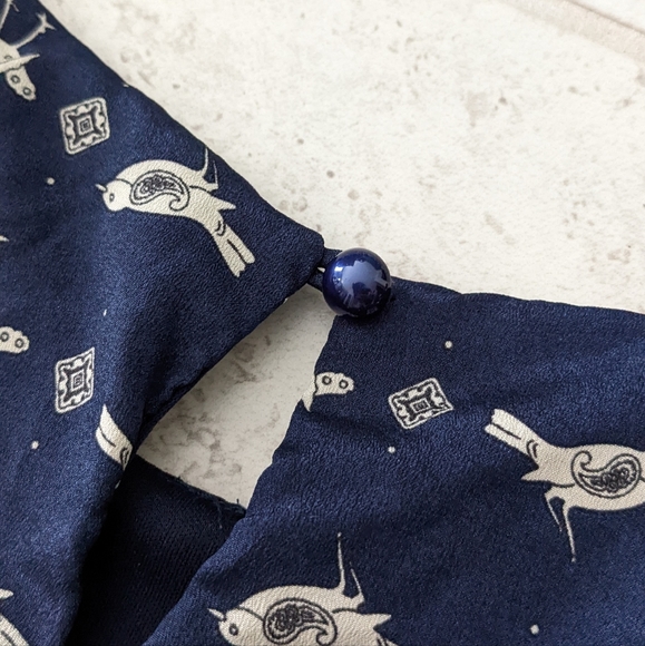 Lily Rose Navy Blue Dress with Bird Pattern - Picture 4 of 7